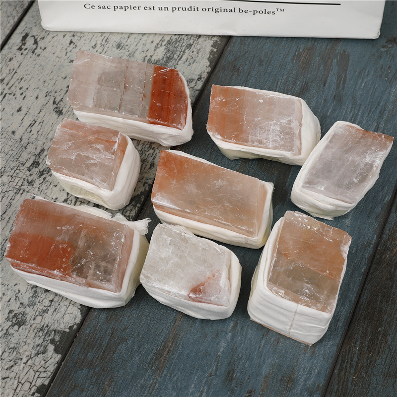 Natural crystal gift box set energy healing morocco white yellow gypsum raw crystal rough stone mineral specimen for sale