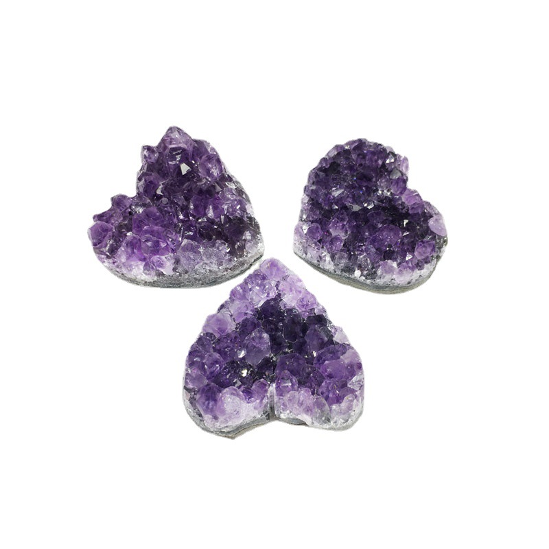 Factory wholesale natural healing amethyst clusters gemstones high quality crystal electroplated color amethyst mineral heart-sh