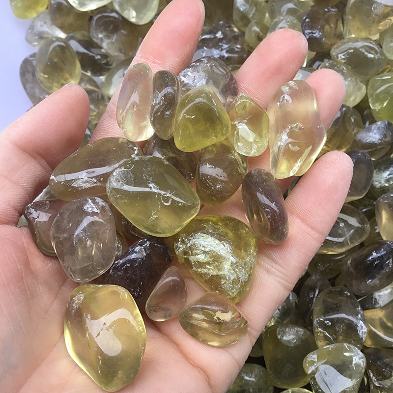 Crystal tumbles healing stone bulk natural yellow crystal gravels small tumble stones polishing for gifts