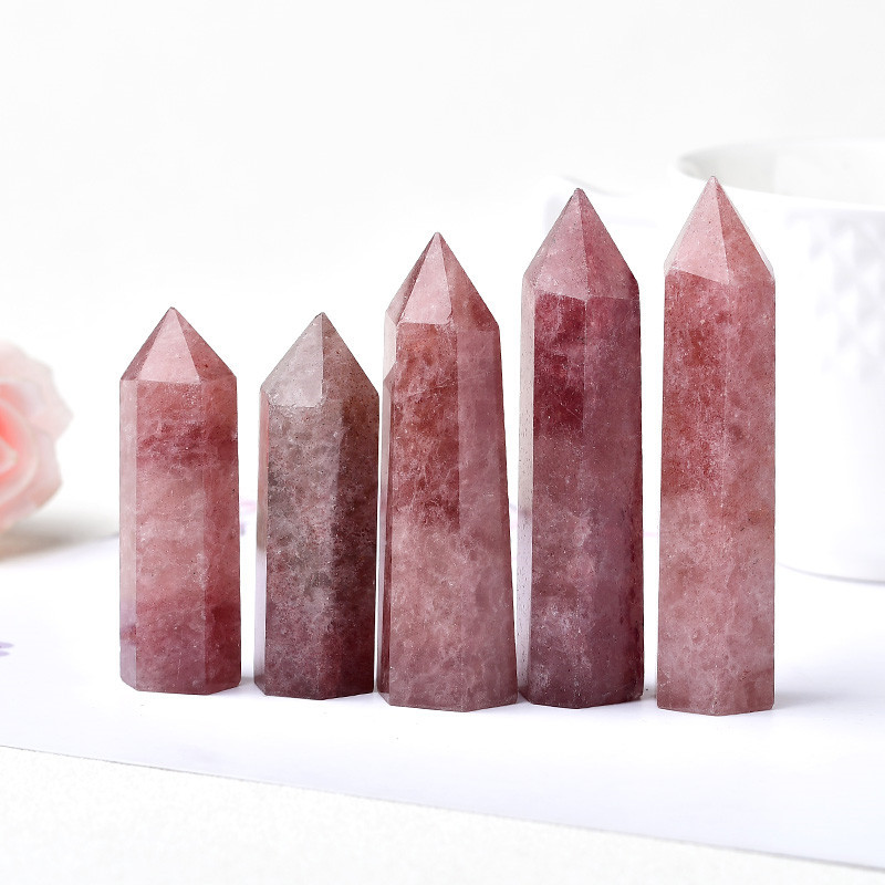 Natural clear crystal quartz crystal point wholesale polishing strawberry crystal tower decoration