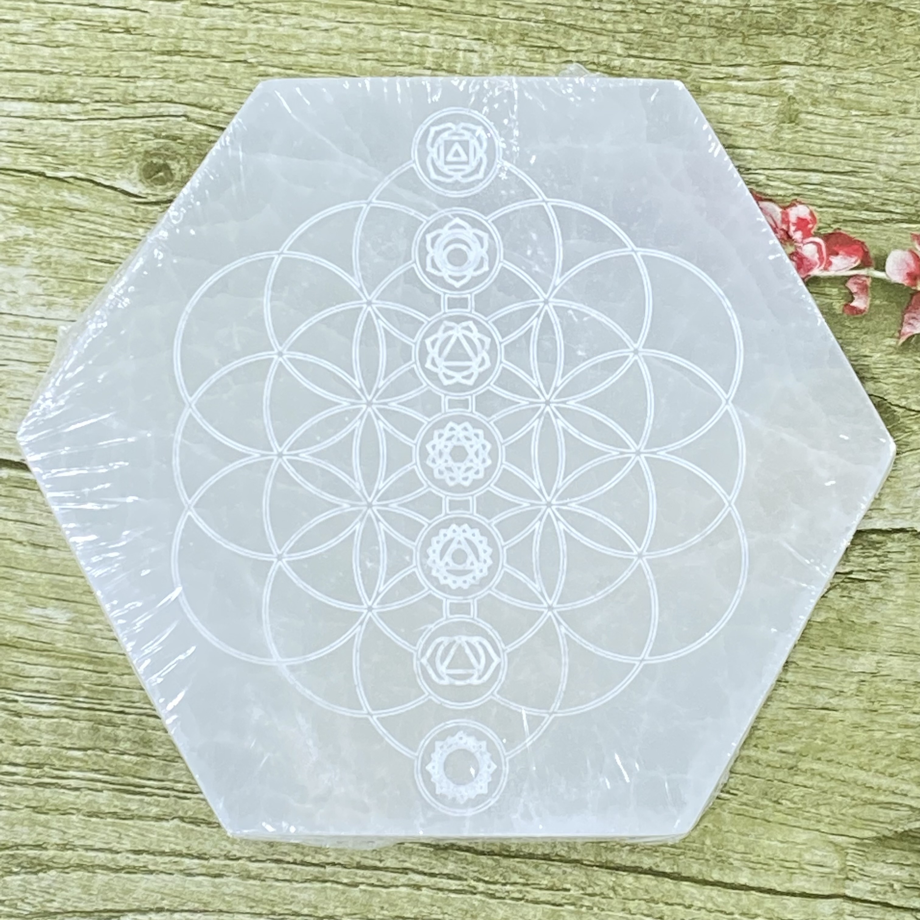 Hot sale high quality hexagon Selenite charging plate healing crystal Selenite stone for decoration and energy