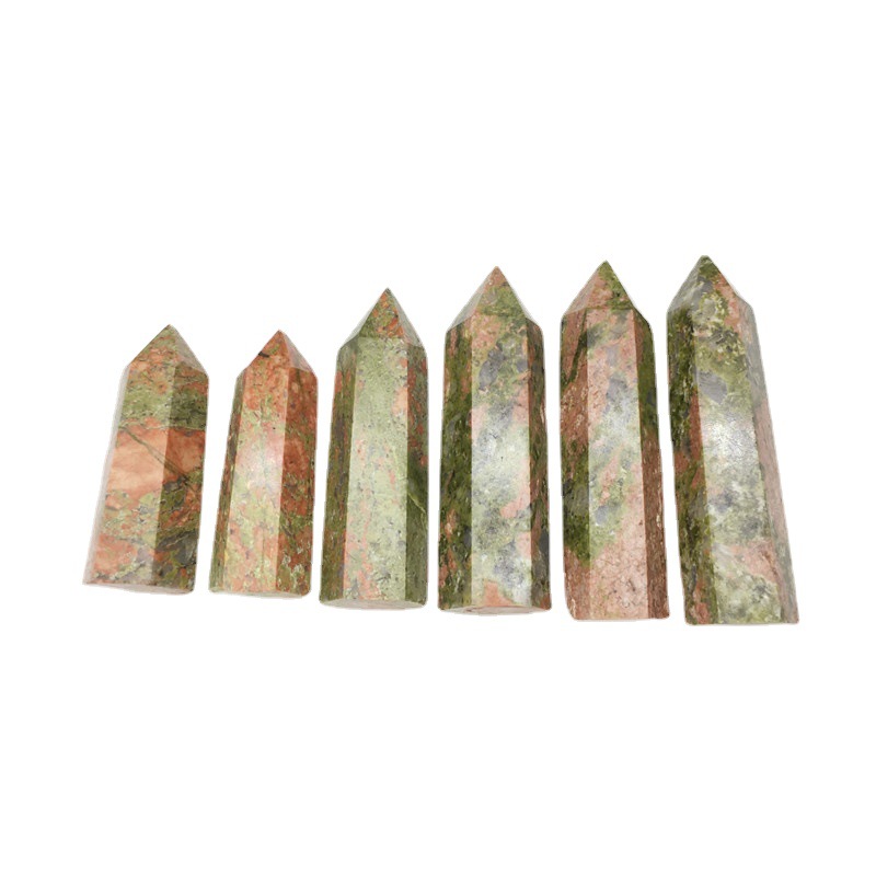 Hot sale crystal crafts natural stone flower green stone small crystal tower point for fengshui