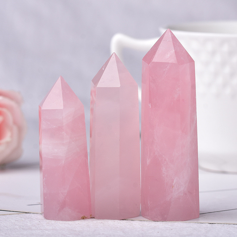 Hot sale natural crystal stone tower bulk healing polished rose small tower holiday decoration