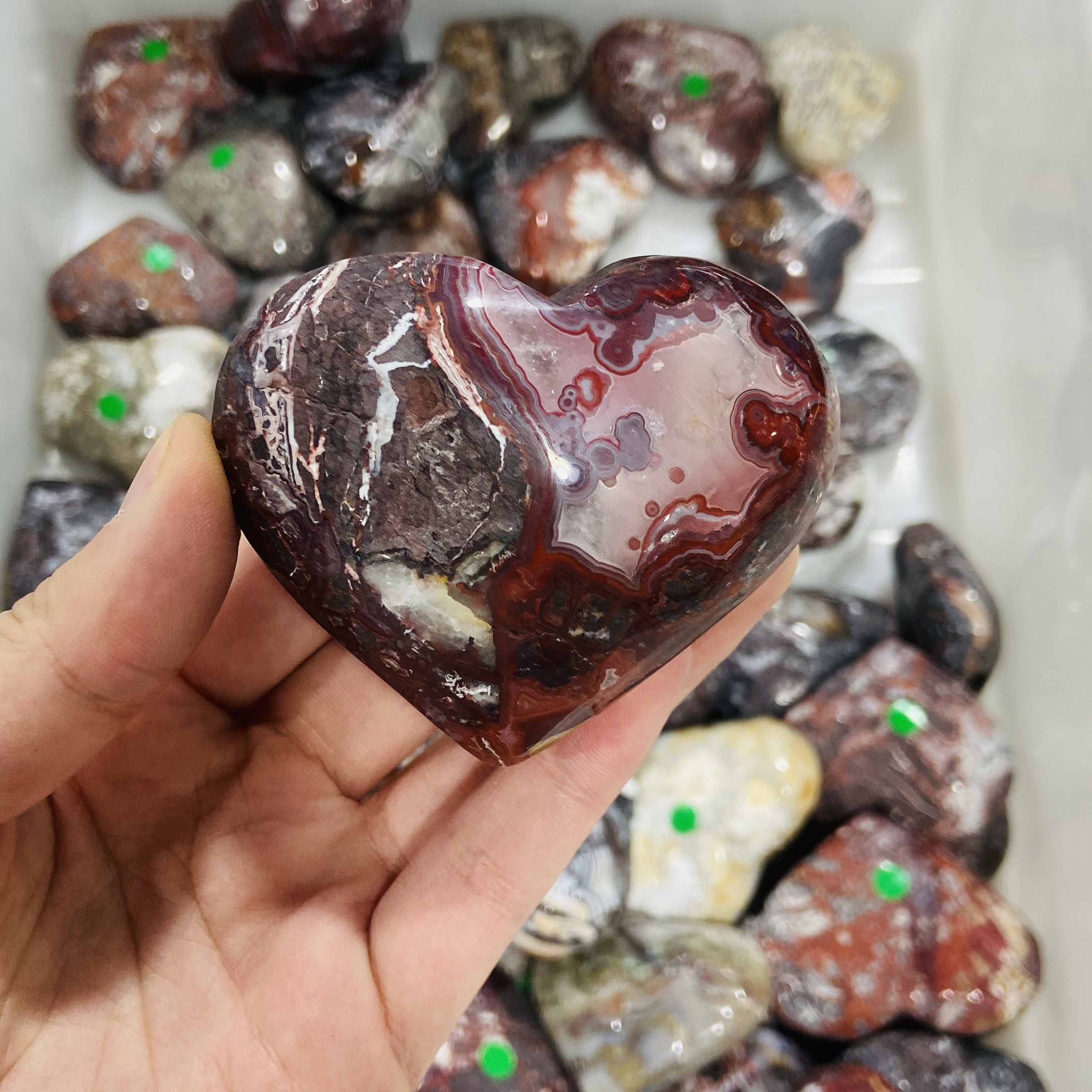 Natural crystals healing stones Mexican agate stone Crystal hearts healing crystal for decoration and gifts