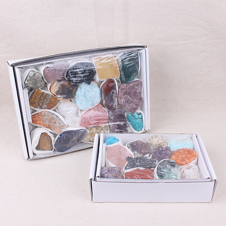 Reiki Healing Various Mixed Gemstone Crystal Rough Stone Natural Crystal Raw Ore Specimen Gift Box For Sale