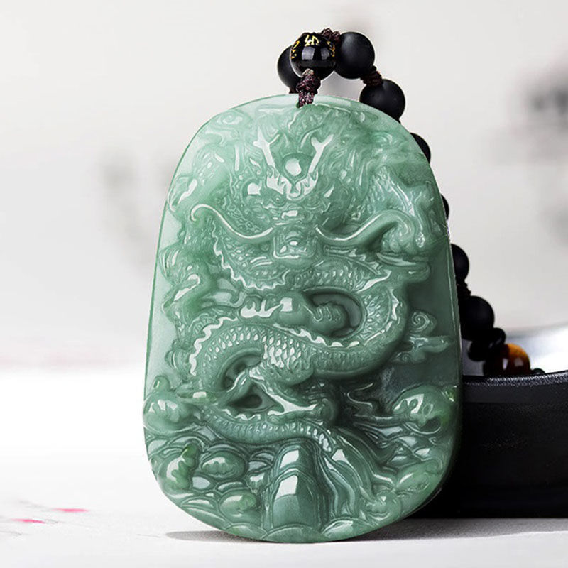 High quality natural gemstone carving crafts Myanmar jade jade dragon pendant carved jade pendant