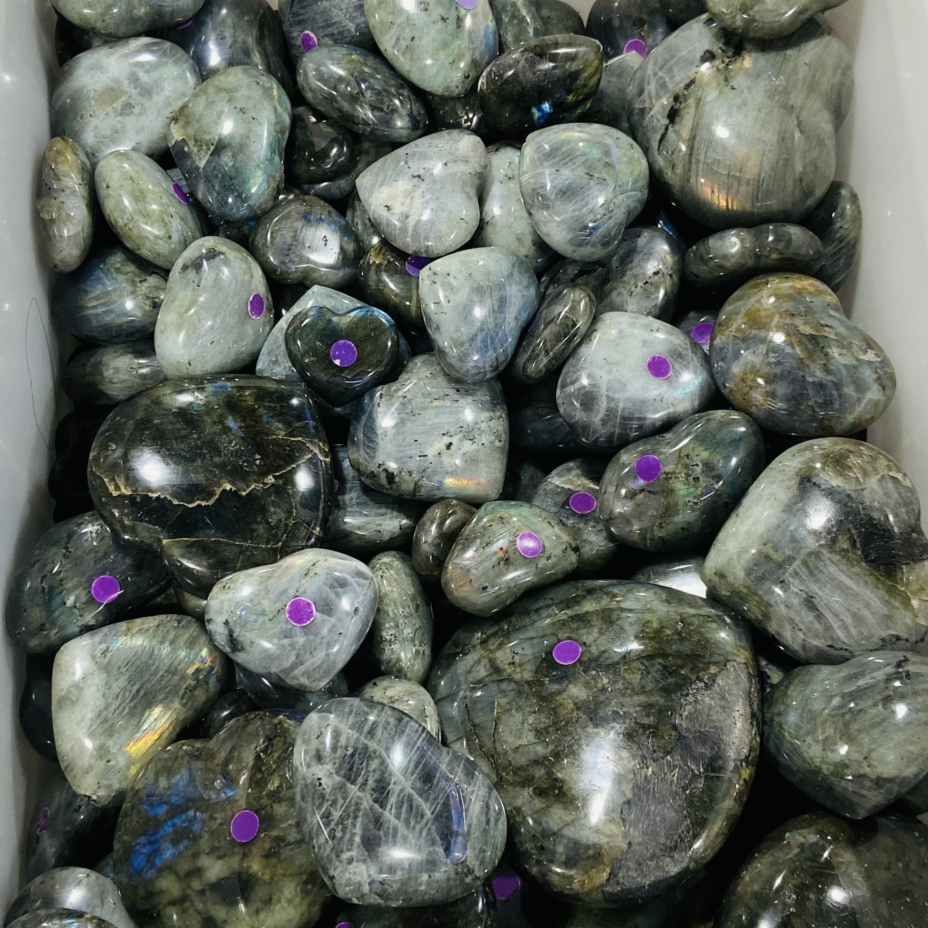 High quality Natural crystals healing stones labradorite stone Crystal hearts healing crystal for decoration and gifts