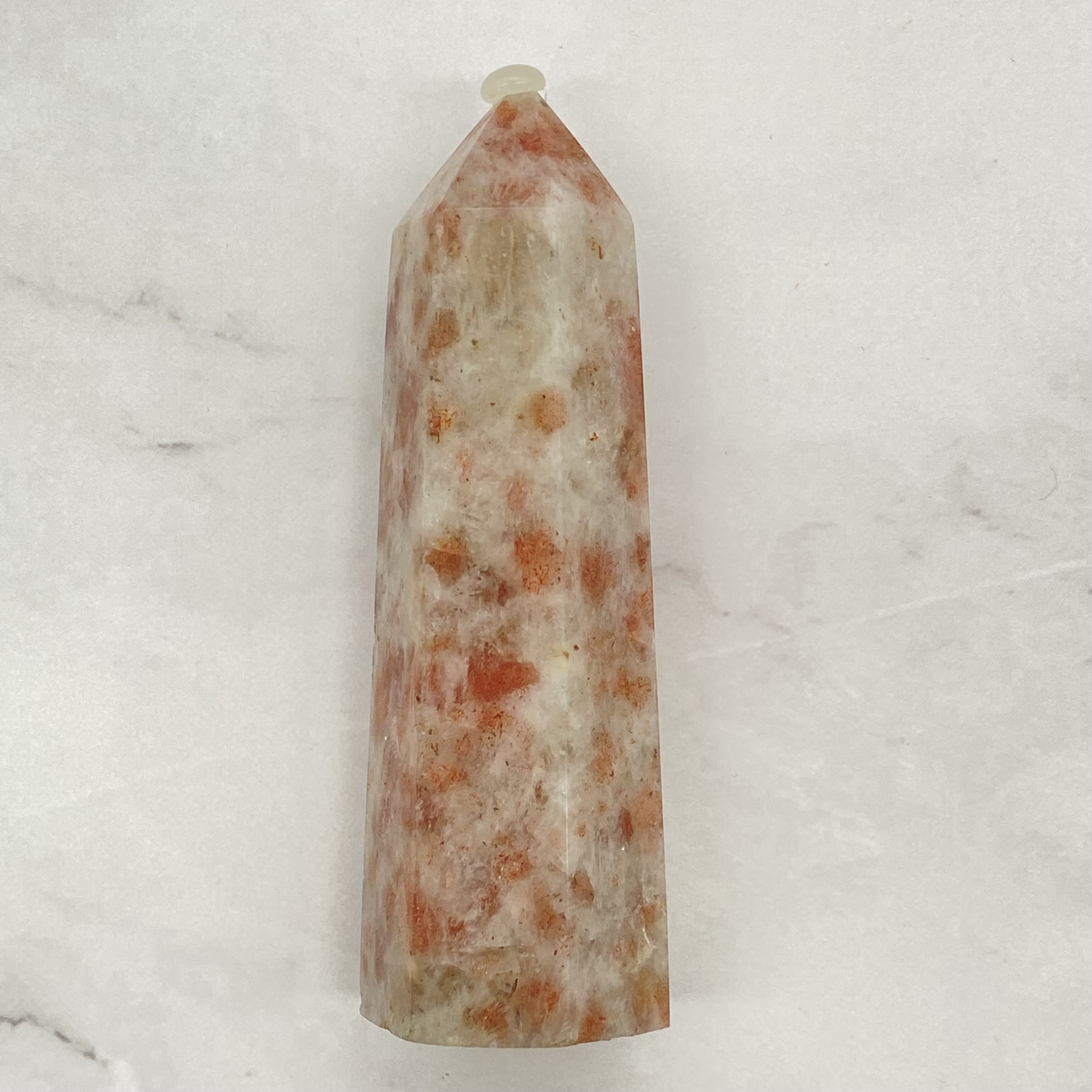 Natural Polished folk crafts natural quartz crystal point healing red sun small tower for home decoration