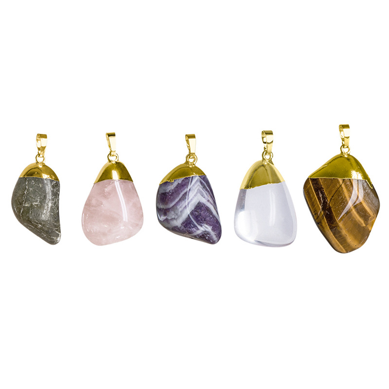 High Quality Natural Gemstone Pendants Multicolor Healing Crystal Jewelry polished stone pendant necklace for decoration