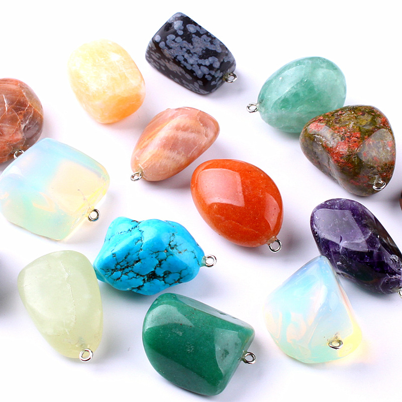 Colorful Gemstone Jewelry Decoration Natural Reiki Crystal Gem Necklace Healing Crystal polished stone pendant for sale