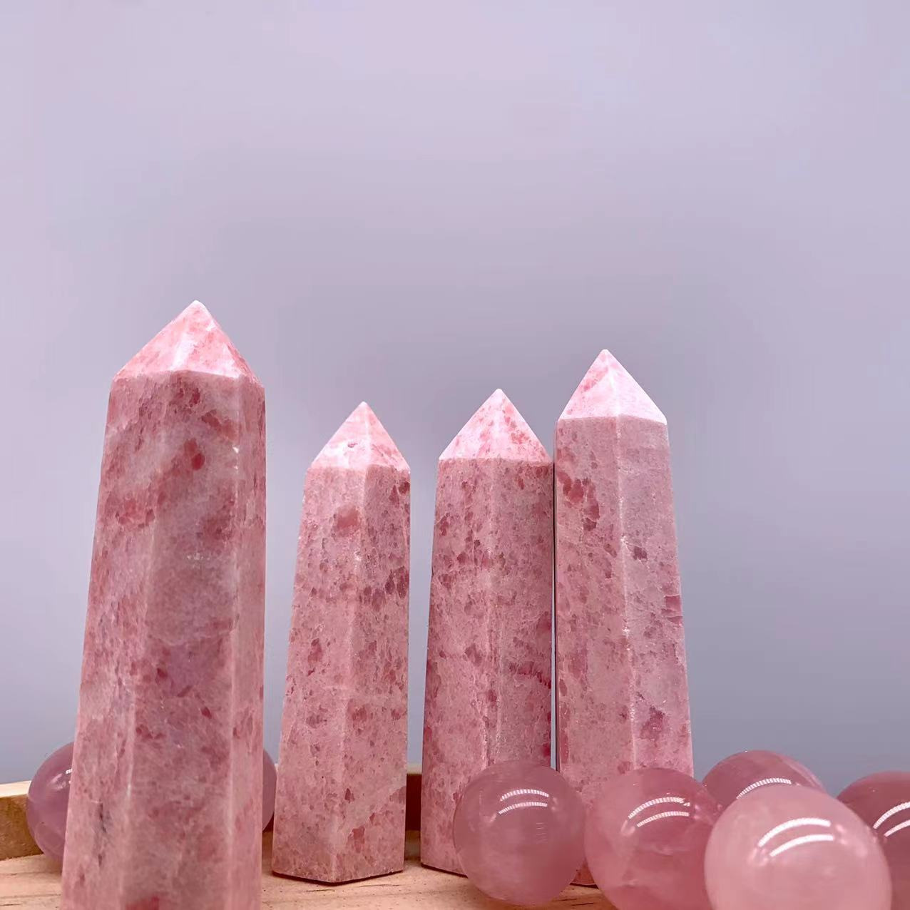 High quality natural crystal stone crafts wholesale bulk polishing healing rouge jade crystal point tower for decoration