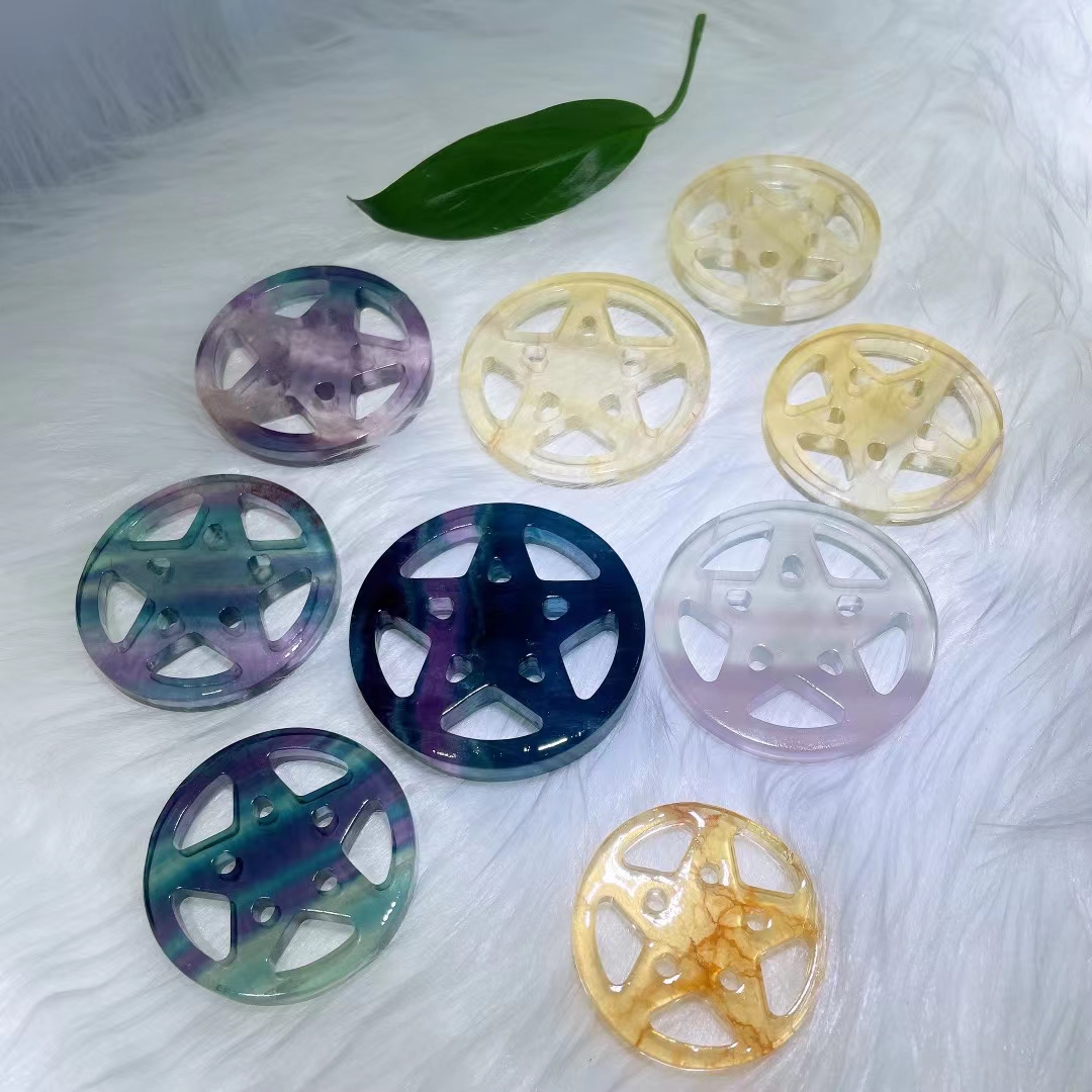 Natural crystal carved folk crafts wholesale polished reiki carved crystals pentagram healing stones for decoration