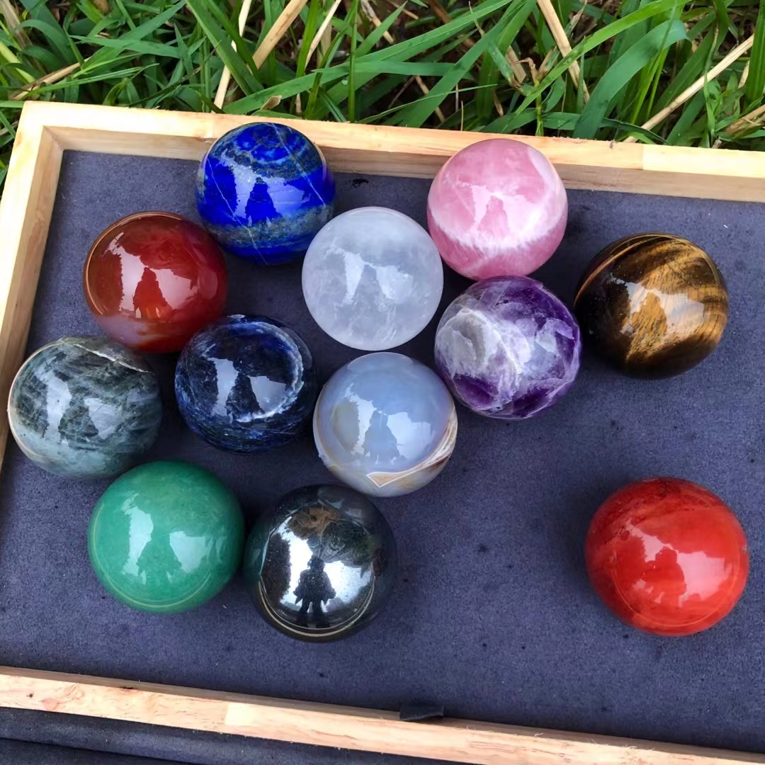 Wholesale polished crystal spheres gemstone natural healing seven chakra crystal balls folk crafts for sale