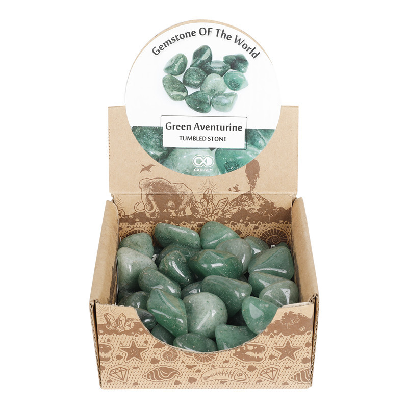 Natural polished crystal mineral gravel wholesale 2-3cm healing crystal green aventurine tumble stone gift box set