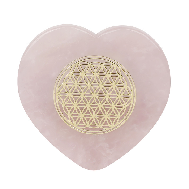 Personalized crystal healing stones heart natural energy healing chakra pattern powder crystal rose quartz heart folk crafts