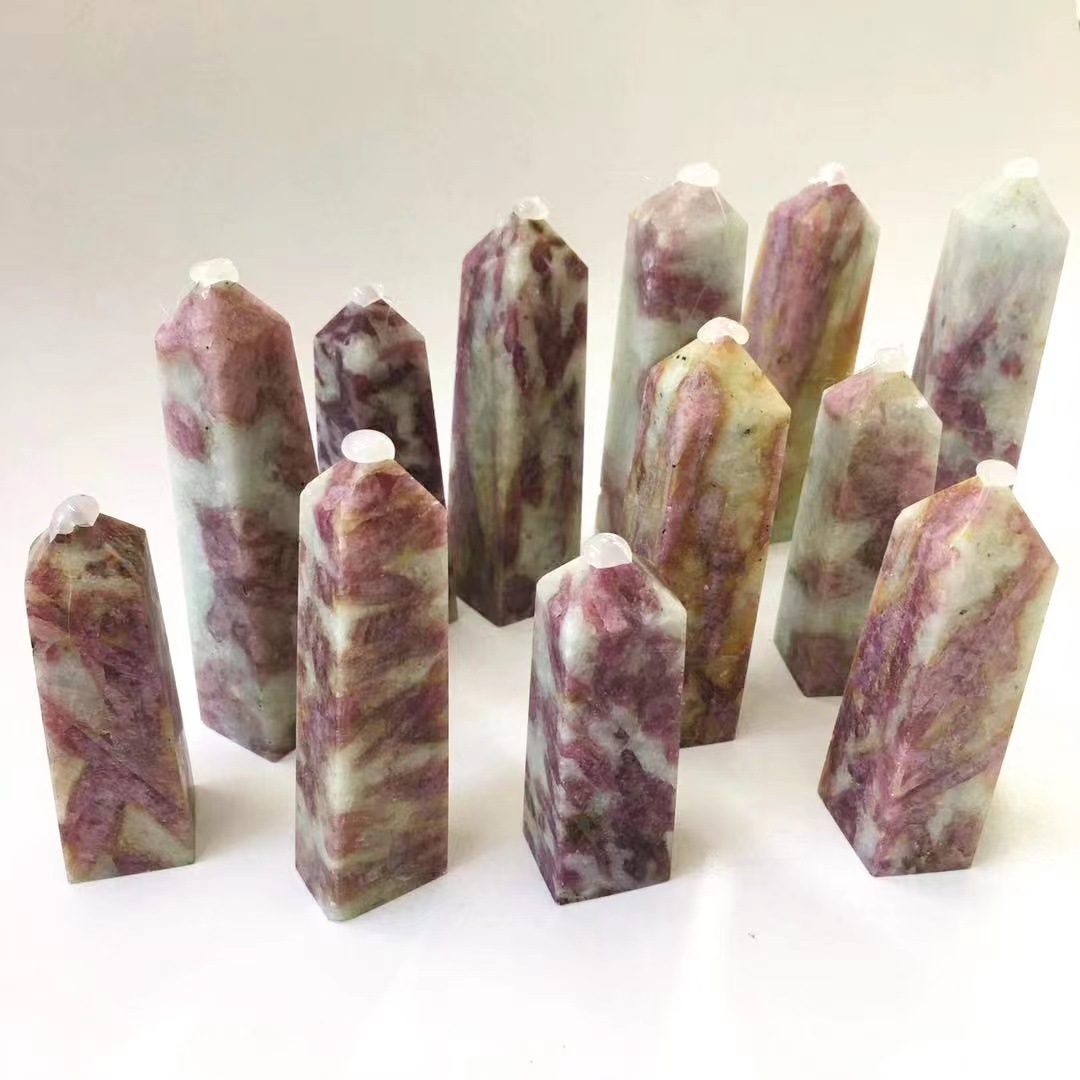 High quality polishing pink tourmaline stone natural crystal healing pink tourmaline towers point reiki for crystal crafts