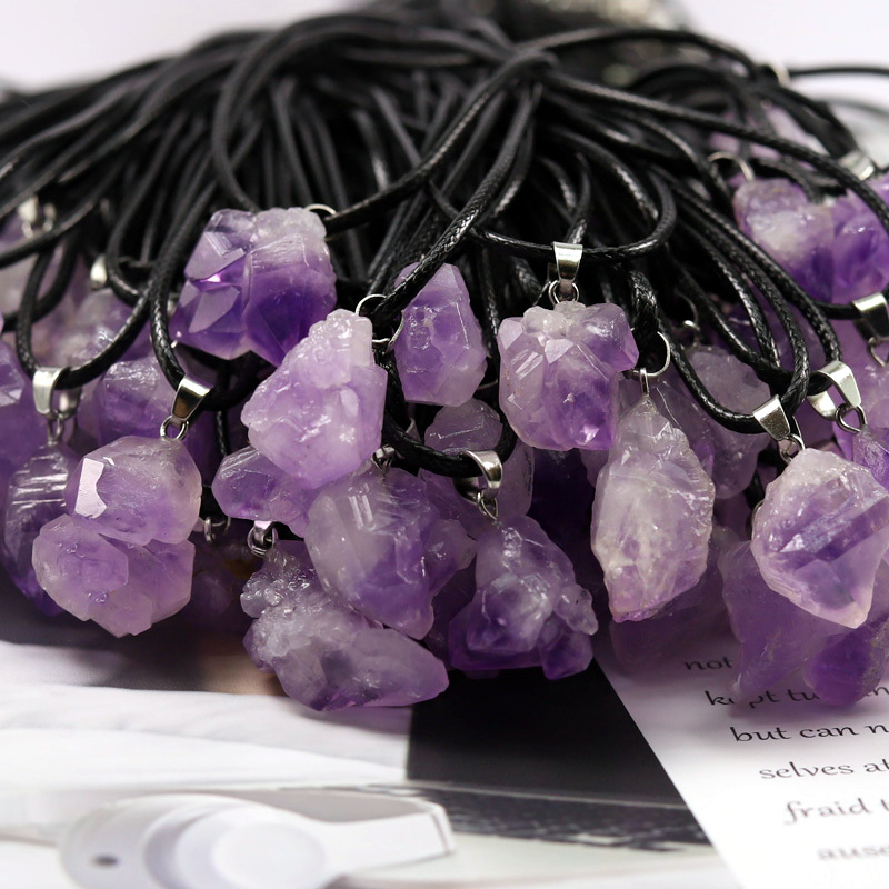 Manufacturer wholesale natural rough amethyst pendant crystals healing stones naturaljewelry crystal stonecrystal crafts