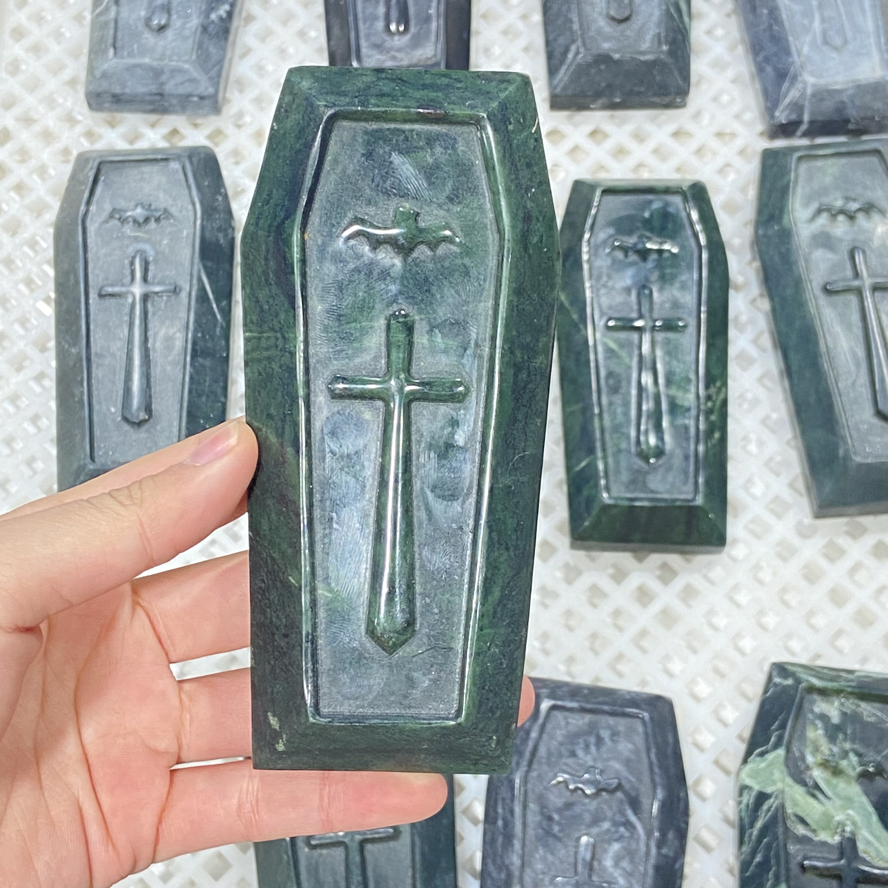 Natural Polishing Jade Cross Decoration Hand Carved Hexagonal jade cross crystal crafts for souvenir