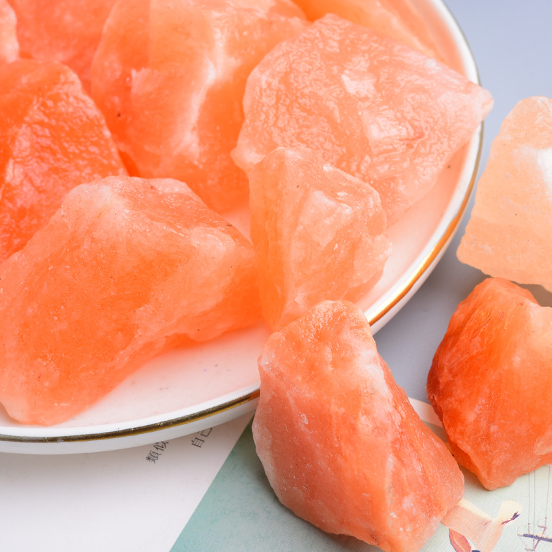 High quality Himalayan orange salt rough stone ice feel beautiful Himalayan salt original aromatherapy stone decoration