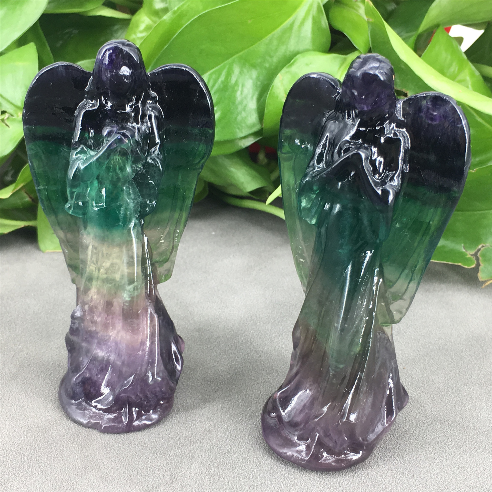 Best selling angel crystal carving crafts healing polished fluorite angel mini carving for decoration and gifts