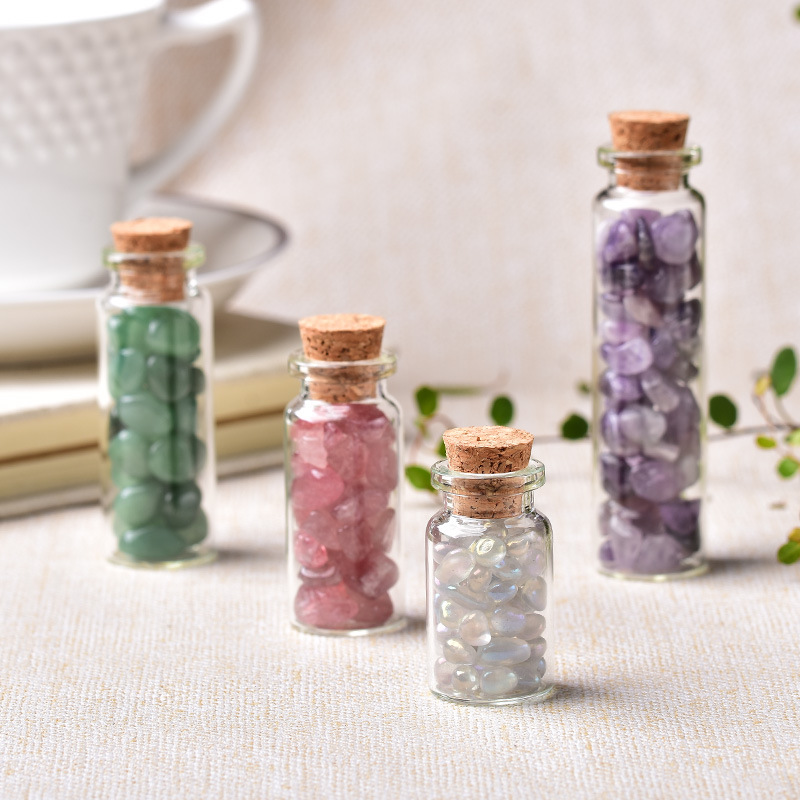 High quality healing crystal tumble stone wholesale various natural crystal gravel mini wishing bottle for gifts