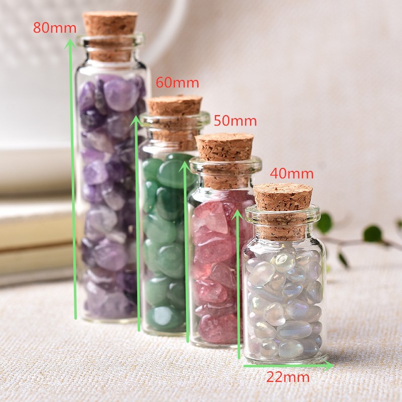 High quality healing crystal tumble stone wholesale various natural crystal gravel mini wishing bottle for gifts