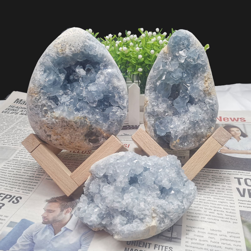 Natural healing quartz cave rough celestial blue crystal cave cluster for home decoration