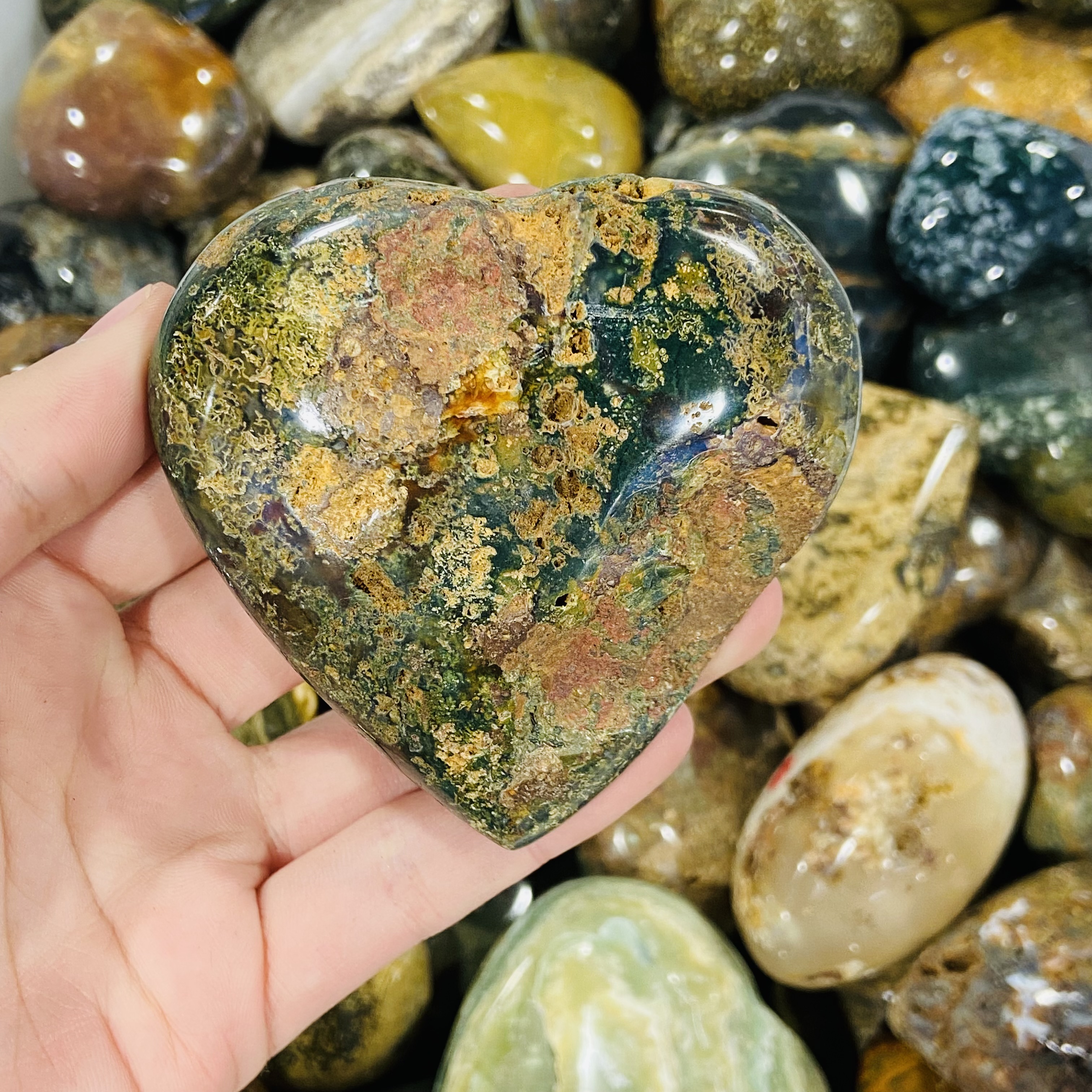 Best Quality Natural crystals healing stones Ocean Jasper stone Crystal hearts healing crystal for decoration and gifts