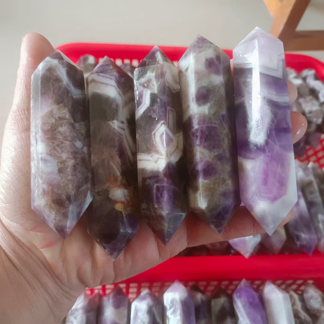 Polished healing amethyst bulk crystal towers natural quartz reiki dream amethyst double point crystal for fengshui