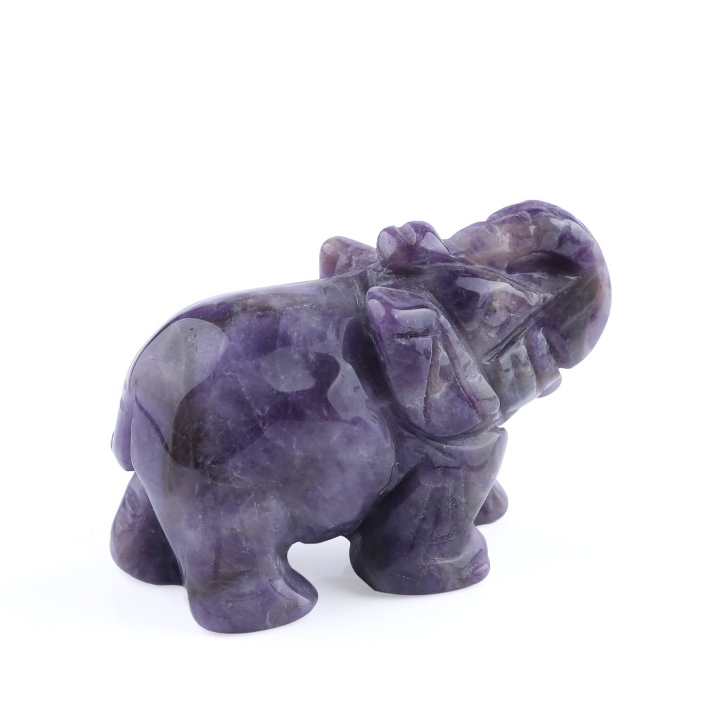 Crystal wholesale natural crystal folk crafts animal amethyst elephant carving decoration and gifts