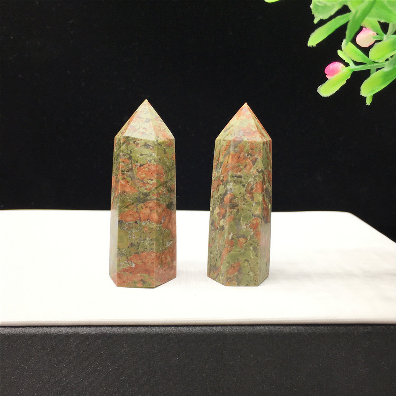 Hot sale crystal crafts natural stone flower green stone small crystal tower point for fengshui