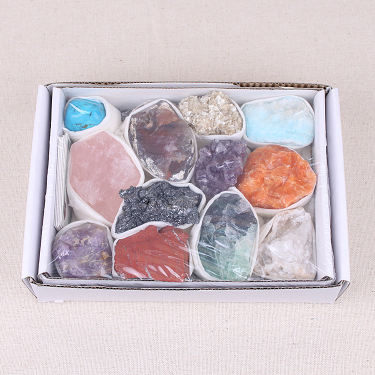 Reiki Healing Various Mixed Gemstone Crystal Rough Stone Natural Crystal Raw Ore Specimen Gift Box For Sale