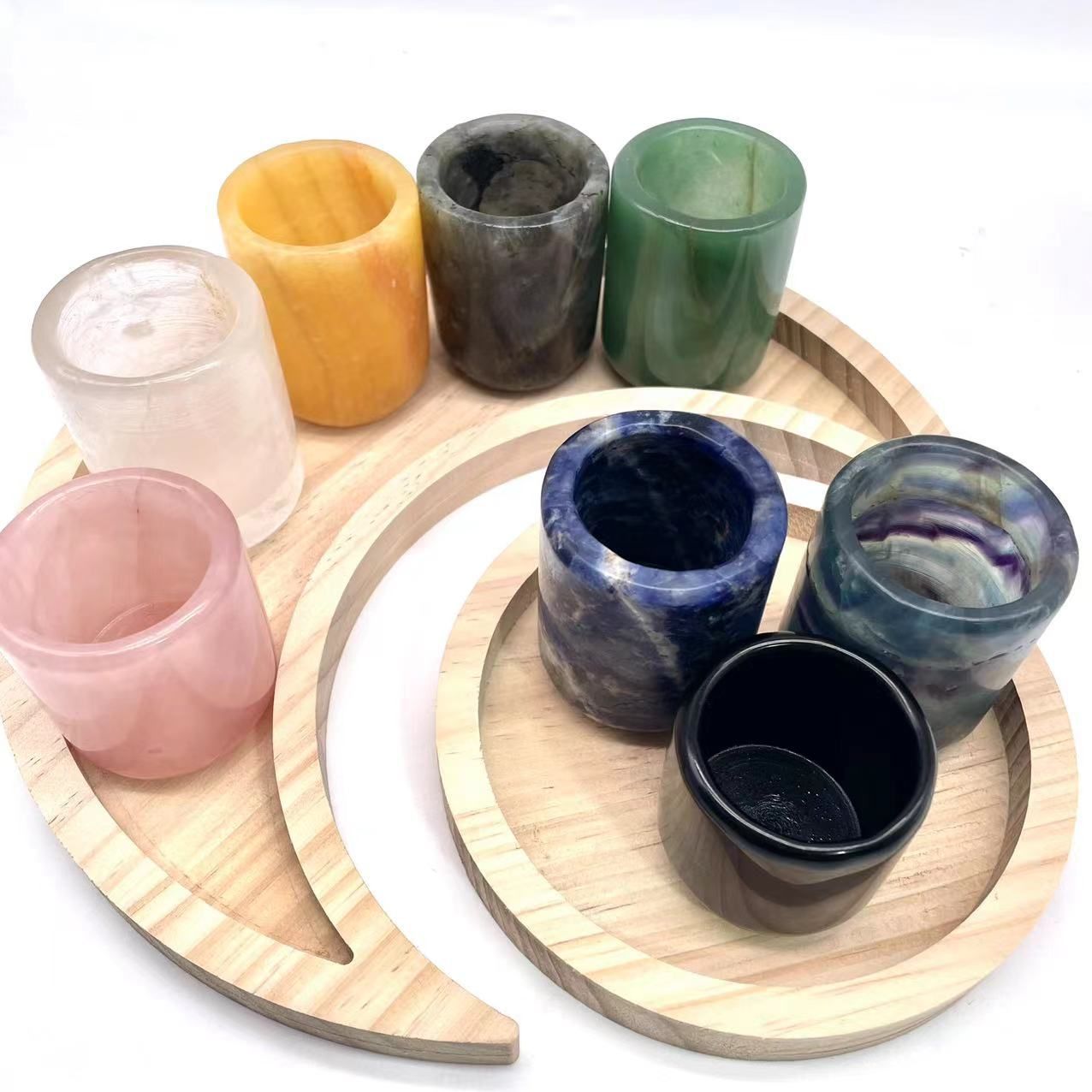 Natural healing hand carving crystal stone cups gifts wholesale polished tea cup carvings crystal crafts for home decoration