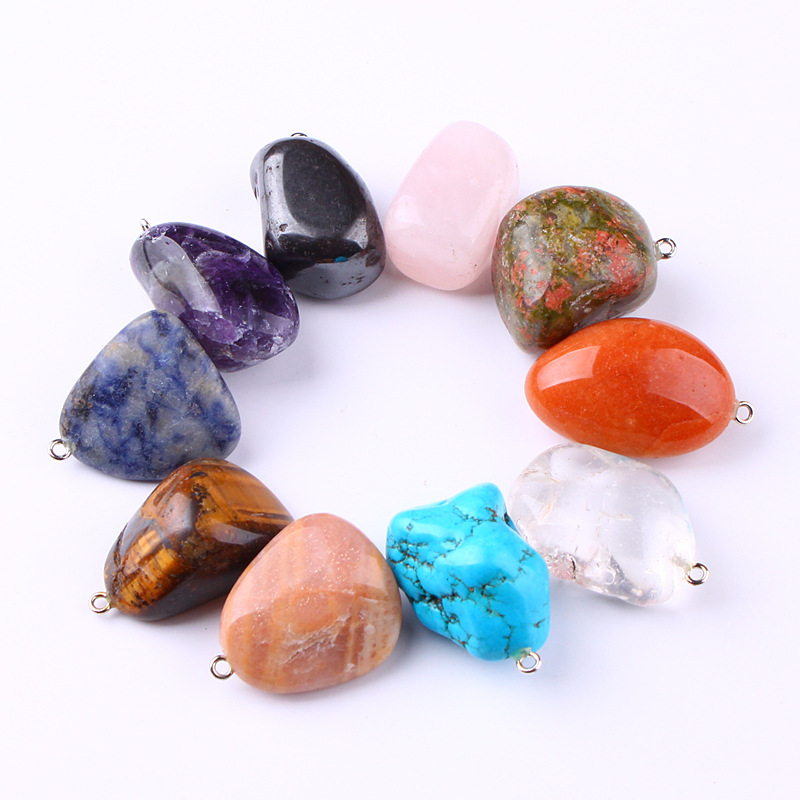 Colorful Gemstone Jewelry Decoration Natural Reiki Crystal Gem Necklace Healing Crystal polished stone pendant for sale