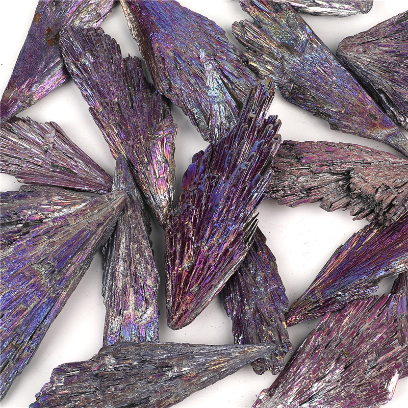 High quality crystal healing gems natural sector aura black tourmaline electroplating purple rough stone mineral material