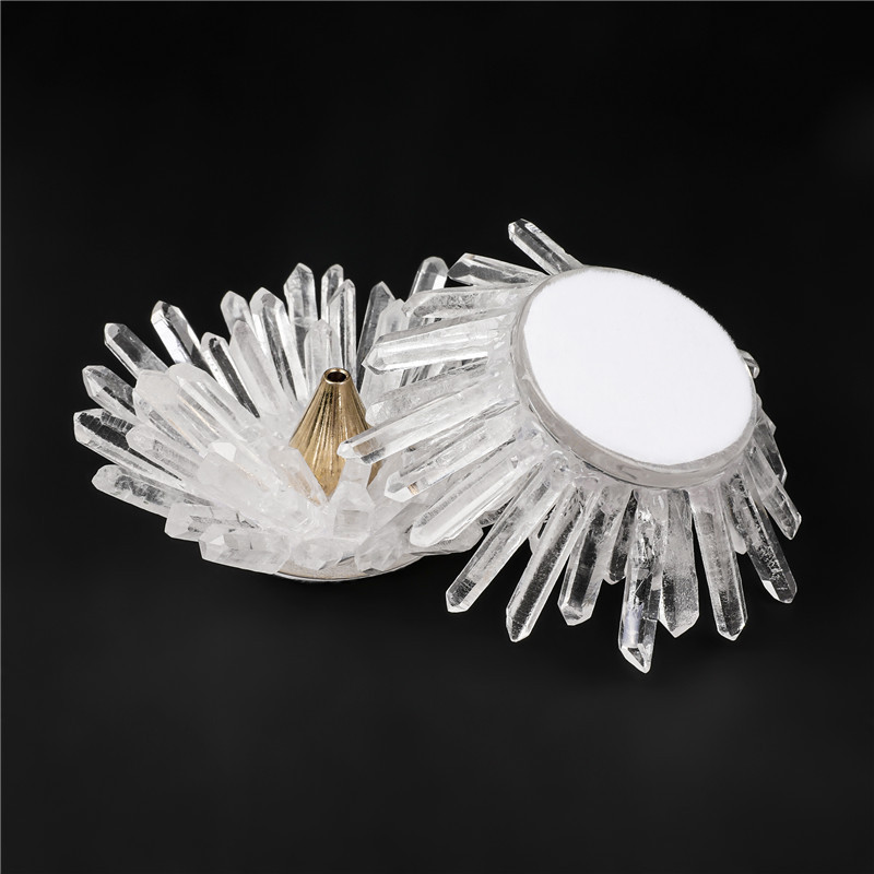 Hot sale new product polished healing flower shape natural white crystal tower point incense holder for decoration