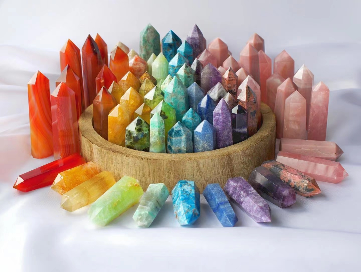 Natural stones polished crystals healing wholesale multicolor crystal tower point gemstone for home decor