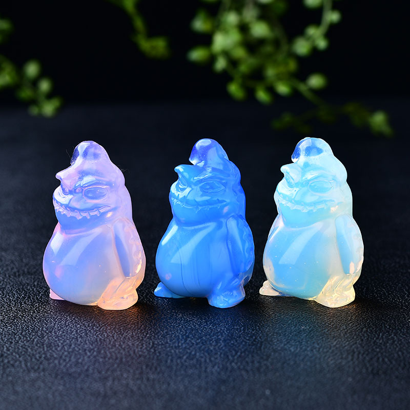 Hot sale crystals healing stones carvings 2 inches natural polished crystal cloth sack clown carved crafts for home ornament