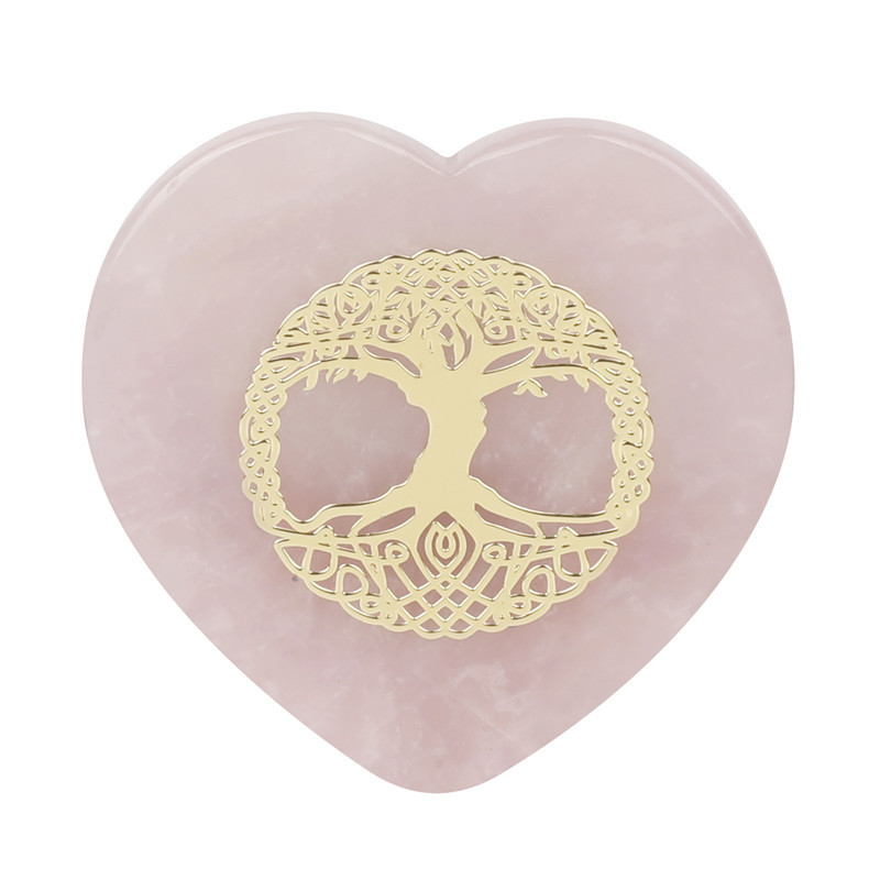 Personalized crystal healing stones heart natural energy healing chakra pattern powder crystal rose quartz heart folk crafts