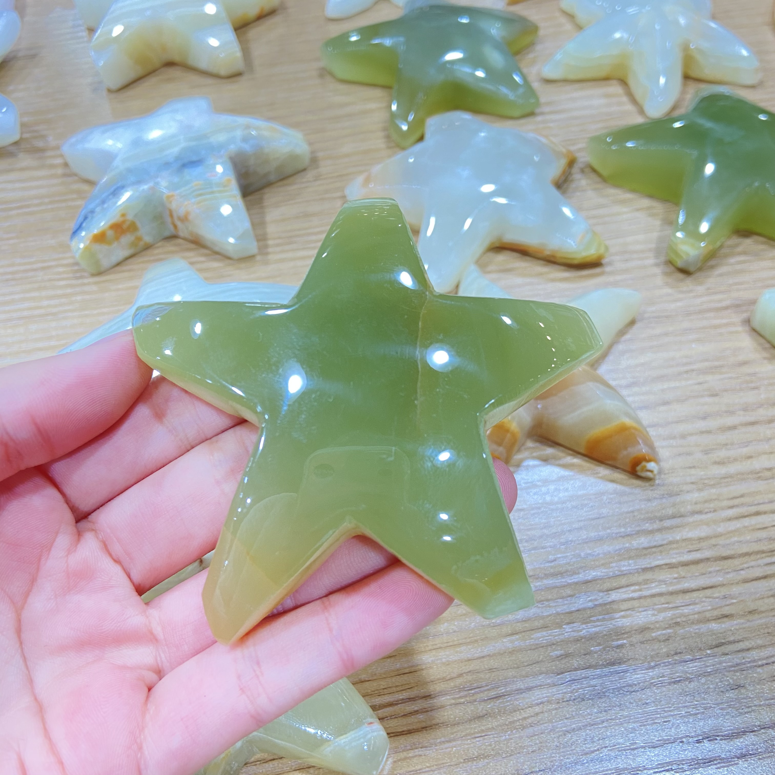 High Quality Natural crystals healing stones Afghanistan jade five-pointed star Carving piece for decoration and gifts