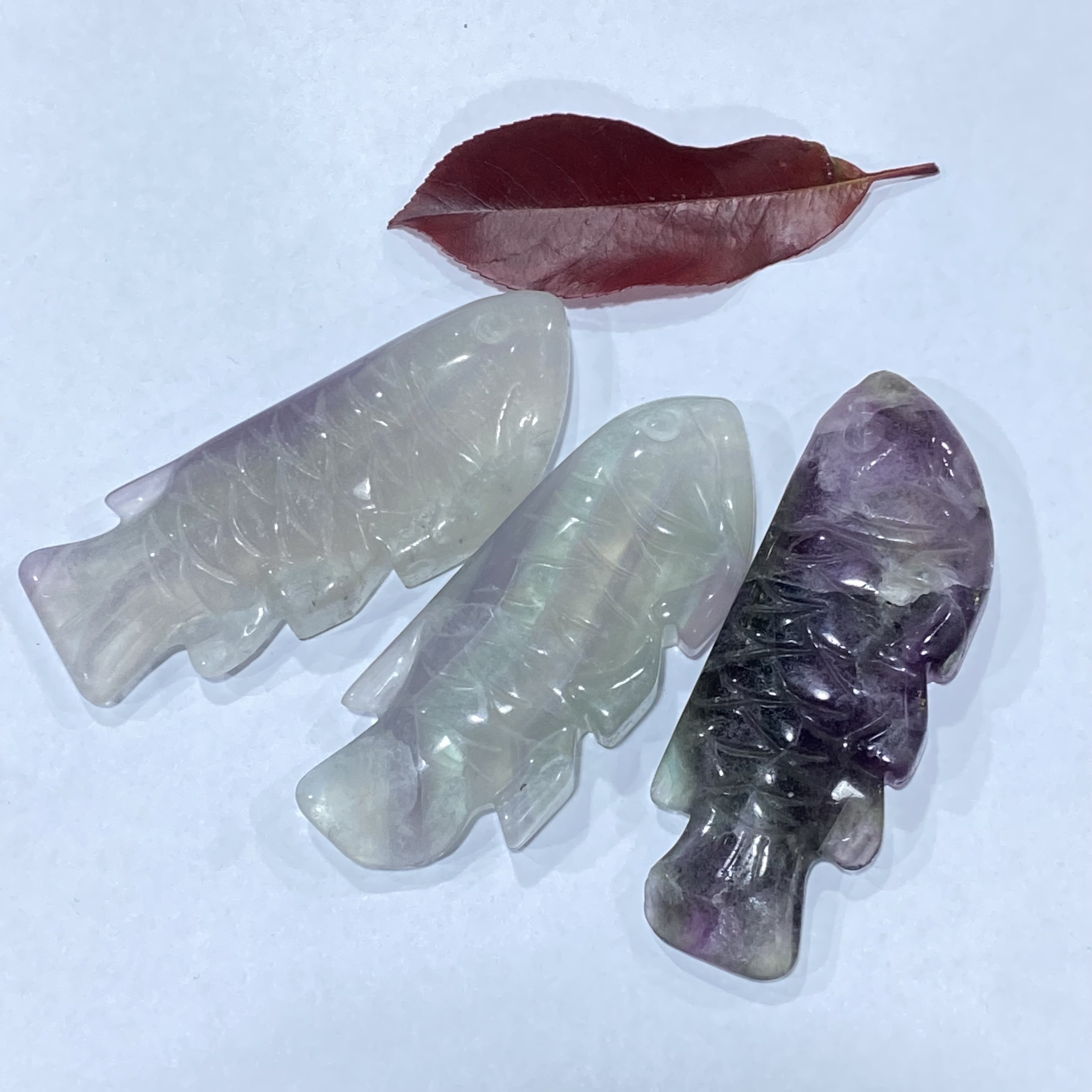 High Quality Natural Bulk Fluorite Hand Carved polishing healing crystal fluorite stone fish carving for gifts