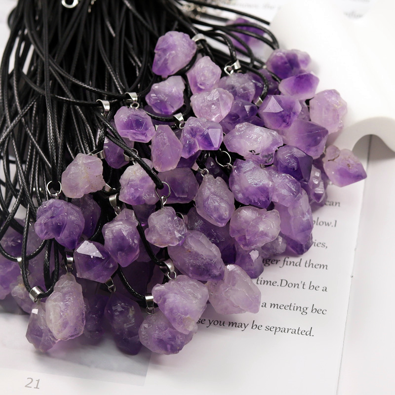 Manufacturer wholesale natural rough amethyst pendant crystals healing stones naturaljewelry crystal stonecrystal crafts