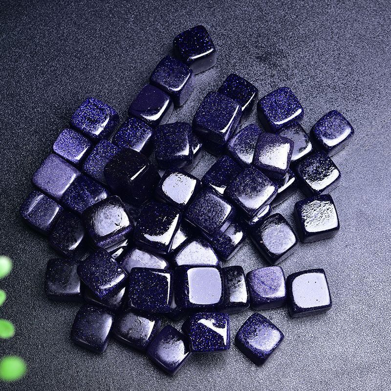 High quality natural blue gold stone cube crystal tumbling stone crystal healing stone crystal gravel for decoration or safety