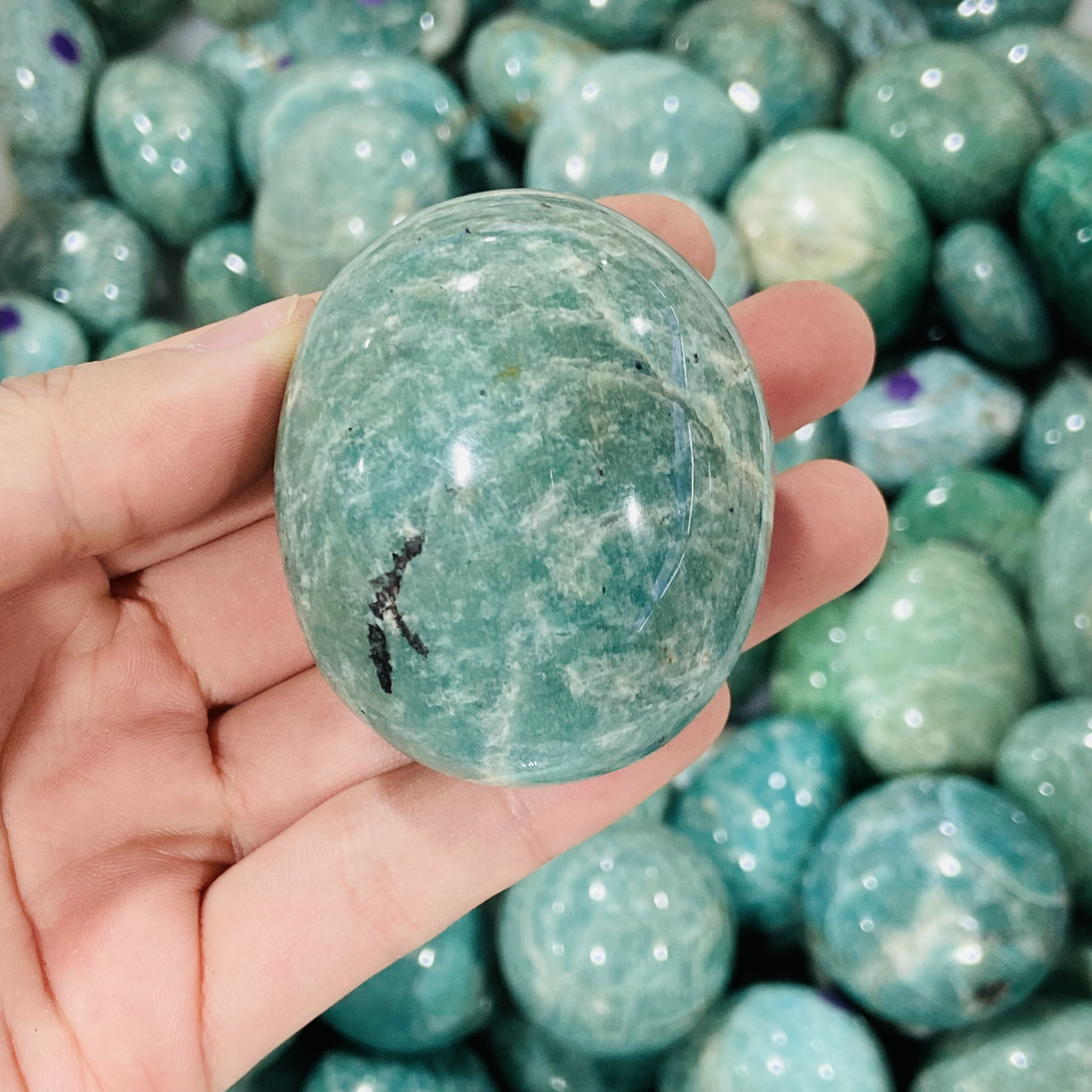 wholesale Natural crystals healing stones amazonite palm stone healing stone for decoration and gifts