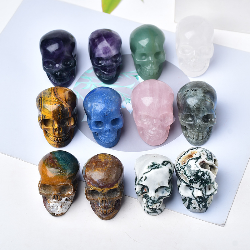 Wholesale 2 inch hand carved crystal skull folk crafts natural healing skull crystal healing stone decoration and gifts