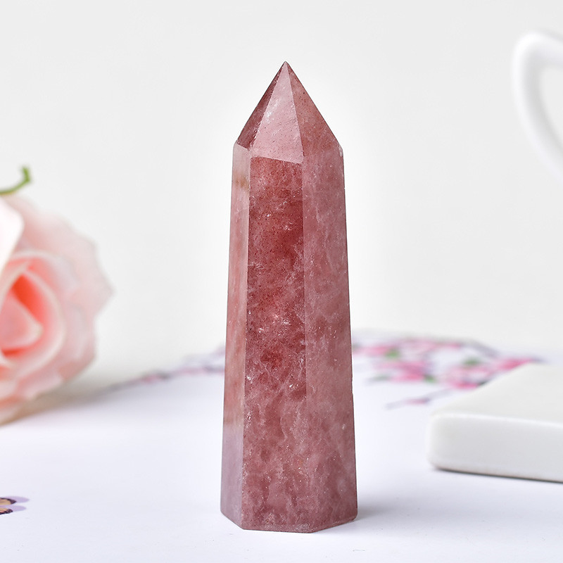 Natural clear crystal quartz crystal point wholesale polishing strawberry crystal tower decoration