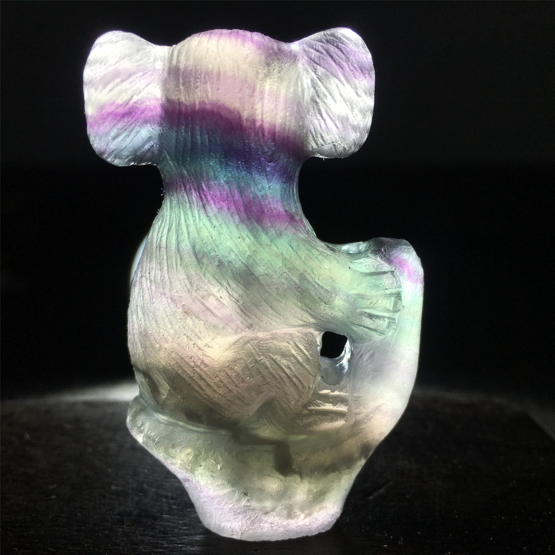 Good price hand carved crystals crafts gifts natural reiki rainbow fluorite koala animal crystal carving SAMEI JEWELRY