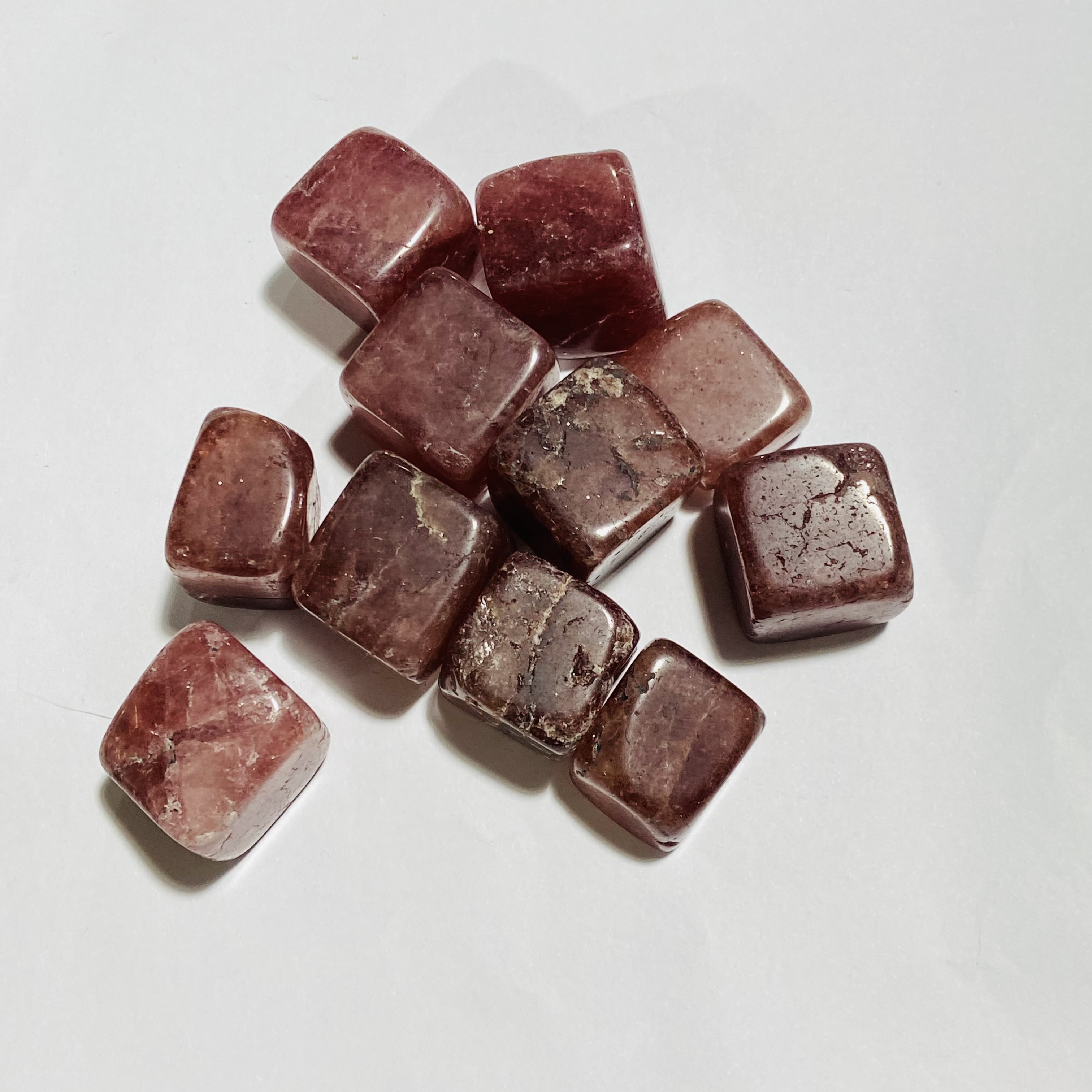 Crystal tumble stones polished folk crafts natural healing strawberry crystal cube tumbled crystal stones