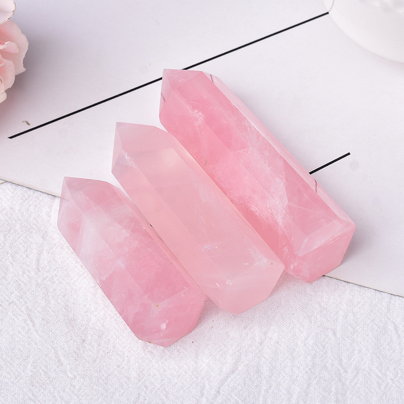 Wholesale sales natural pink crystal crafts polished healing pink crystal quartz point tower for decoration