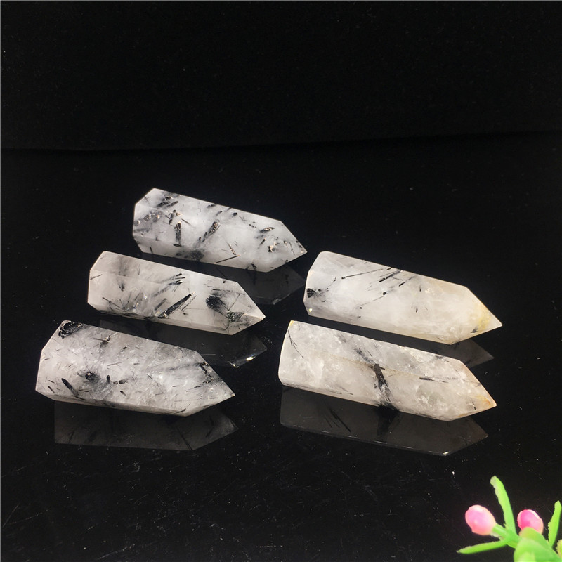 Polished quartz crystal wand point sale natural reiki black white fireworks crystal point tower bulk